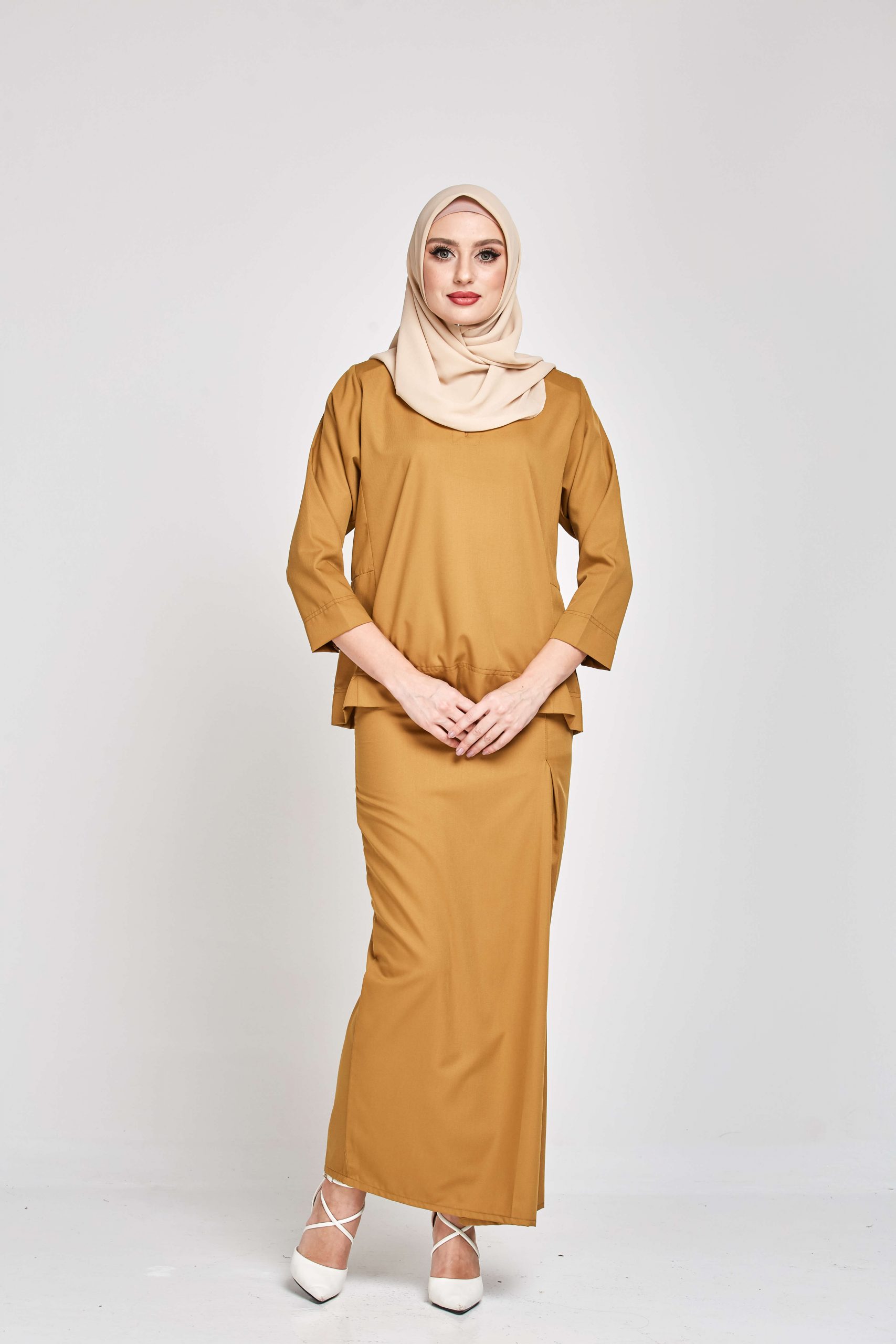 Qasimah Kurung Kedah Pesak Osaka Cotton Brown