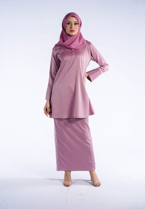 TUN TEJA BUTTONED KURUNG DUSTY PINK
