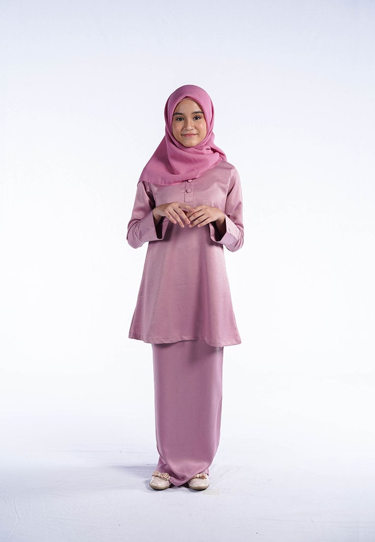 TUN TEJA BUTTONED KURUNG KIDS DUSTY PINK