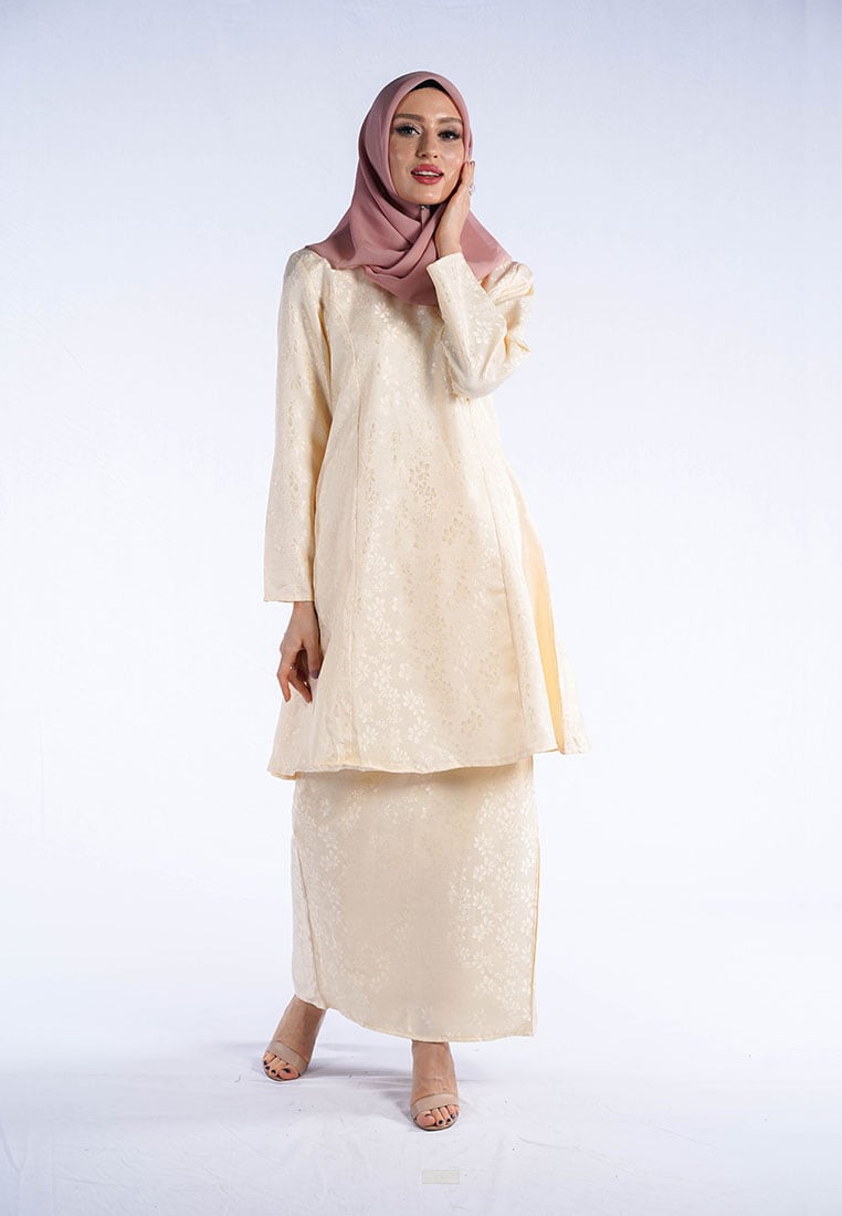 Rosa Jacquard Kurung Kembang Cream